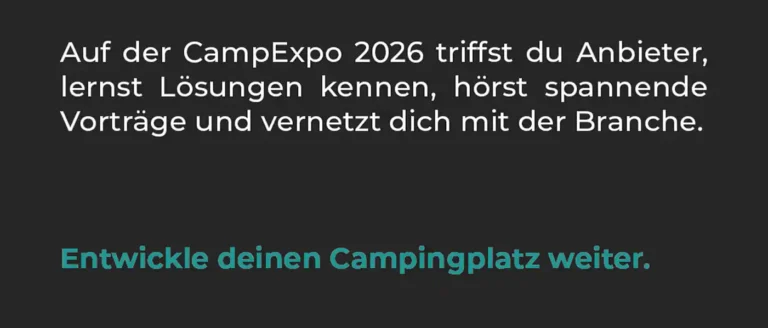 Ausschnitt der Werbeanzeige mit Informationstext zur Vernetzung und Weiterbildung auf der CampExpo 2026